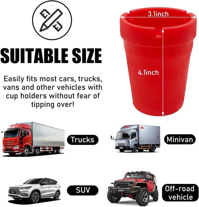 Yourkar Car Ashtray, Smokeless Smellproof Self-Extinguishing Auto Ashtray, Portable Mini Vehicle Cigarette Trash Can for Home Office, Universal Car Ashtray Fits Most Cup Holder (Red) - Image 2